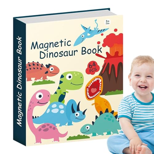 Educational Magnetic Game, Colorful Dinosaur Board Toy, Fun Preschool Learning Activity Set, 10.35x7.48x1.57inches Interactive Dinosaur Book for Early Education and School Play von Nuytghr