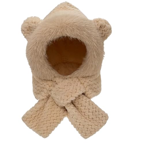 Fuzzy-Mütze, Bärenohren-Mütze - Hasenohrenmütze Niedliche Wintermütze Bärenschal,Plüschmütze, Bärenkostüm, Bärenhaube für Kinder, Frauen, junge Menschen, ältere Menschen, Familie, Freunde, Winter von Nuytghr