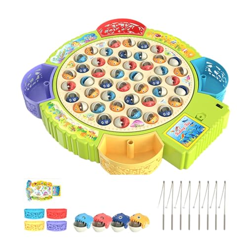 Magnetisches Fischspiel, magnetisches Angelspielzeug | Magnetisches Angelspiel mit 3 Gängen und Musik,Niedliches Kinderspielzeug mit um 360 Grad drehbarer Angelscheibe für Zuhause, Kindergarten, Kinde von Nuytghr