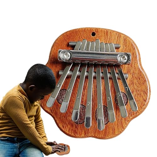 Niedlicher Daumen, weiches Fingerklavier Tragbares Fingerinstrument 8 Tasten Marimba Musikanhänger Exquisites Finger Daumenklavier für Anfänger Kinder Stahl Metall von Nuytghr