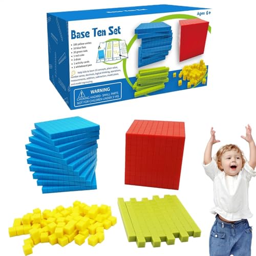 Nuytghr Base Ten Blocks, Math Manipulative Set, Educational Counting Toy, Hands-On Number Learning Kit, 9.25x4.33x4.33inches Preschool STEM Teaching Tool, Interactive Classroom Game von Nuytghr