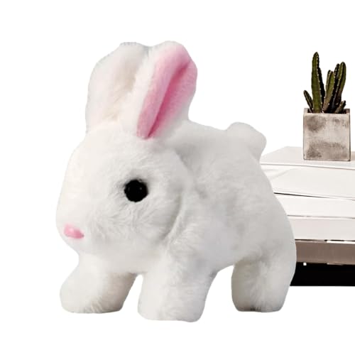 Nuytghr Bunny Toys for Kids, Realistic Electronic Plush, Jumping & Nose-Twitching Animation, Wiggling Ears & Soft, Interactive Stuffed Animal for Playtime (White, Pink, Brown) von Nuytghr