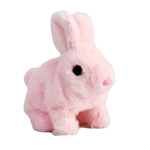 Nuytghr Bunny Toys for Kids, Realistic Electronic Plush, Jumping & Nose-Twitching Animation, Wiggling Ears & Soft, Interactive Stuffed Animal for Playtime (White, Pink, Brown) von Nuytghr