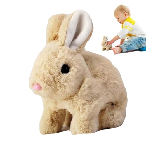 Nuytghr Bunny Toys for Kids, Realistic Electronic Plush, Jumping & Nose-Twitching Animation, Wiggling Ears & Soft, Interactive Stuffed Animal for Playtime (White, Pink, Brown) von Nuytghr