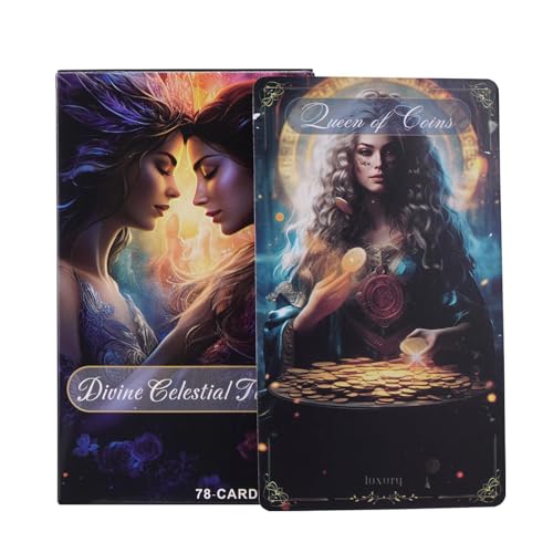 Nuytghr Divine Celestial Tarot, Celestial Themed Tarot Deck, Vibrant Tarot Cards, 78 Card Tarot Set, Classmate Gathering Game, Family Entertainment Tarot, Beginner Tarot Cards von Nuytghr