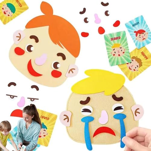 Nuytghr Emotion Toy for Kids, Funny Making Faces Felt Stickers Kit, Emotional Education Emoticon Set, Ideal for Outdoors, Home, School, Park, and Car Activities, 490g von Nuytghr