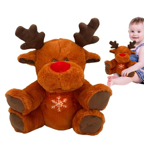 Nuytghr Gefüllte Elch- und Rentierspielzeuge für Kinder - Beruhigende Plüsch-Kuscheltiere - Anschmiegsame Weihnachts-Rentierpuppe, beruhigender Plüsch, atmender Schlafpartner für Babys von Nuytghr