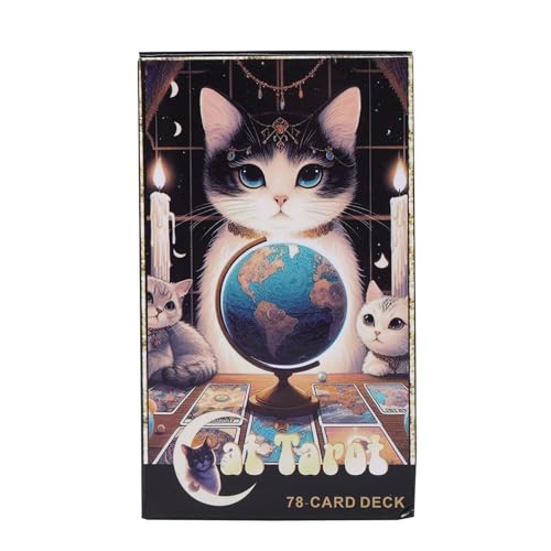 Nuytghr Oracle Tarot, Cat Tarot Karte, Englische Version Tarot Deck, 78 Karten Orakel Deck, Tarotkarten für Anfänger, Tragbares Tarotdeck, Mystisches Tarot-Set, Katzen-inspirierte Tarotkarten von Nuytghr