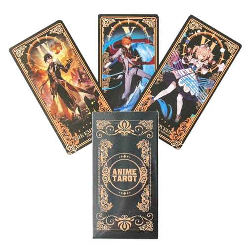 Nuytghr Tarotkarten, Anime-inspiriertes Tarot-Deck, Tarot-Deck, Tarot-Deck, Wahrsager-Tarot, Tarotkarten für Anfänger, Teamaktivitäten Tarot-Deck für Sammler von Nuytghr