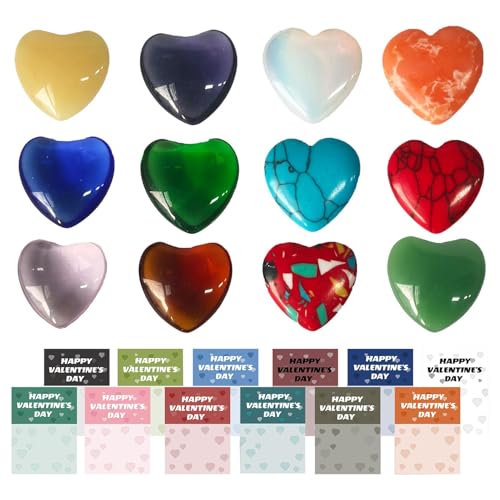 Nuytghr Valentines Day Gem Gift for Kids, Prefilled Valentine's Day Cards, Valentine Exchange Party Favors, Love Crystal Gems Rocks, 24X Valentine Exchange Favors, Valentine's Day Favors for Kids von Nuytghr