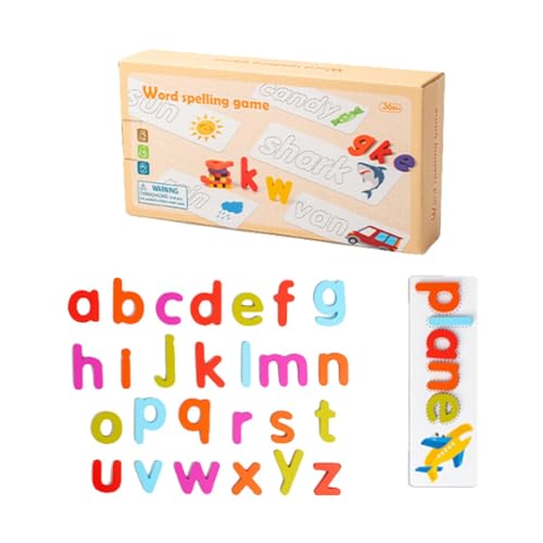 Nuytghr Wooden Matching Letters Toy, Alphabet Spelling Game, Sight Words Learning Set (7.87x2.56 inches), Fun Educational Activity for Kindergarten, Preschool, Toddler Boys, Girls von Nuytghr