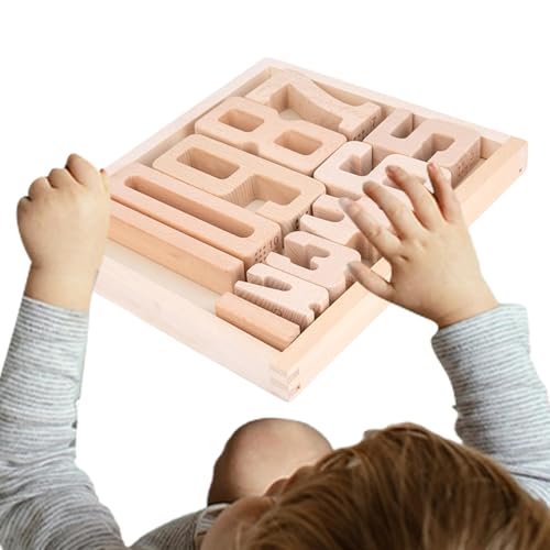 Nuytghr Wooden Number Building Blocks, Kids Math Counting Manipulative Set, 28.5x23.5x2.8cm/11.22x9.25x1.1 inches Digital Educational Learning, Parent-Child Interaction von Nuytghr