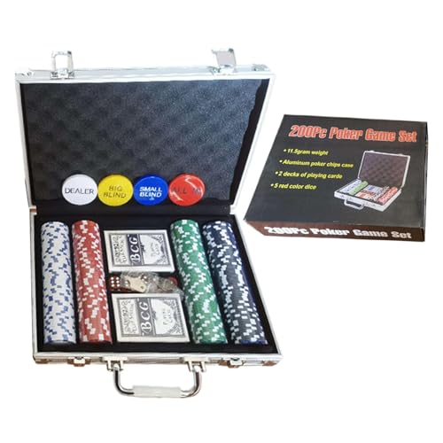 Pokerchips-Set, professionelles Poker-Set, Texas-Halter-Set, Pokerchips mit Koffer, Stil-Poker-Set, Pokerzubehör, Poker-Nacht-Kit, Aluminiumkoffer für Texas Hold Em Blackjack Card Club von Nuytghr