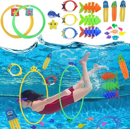 Pool Spielzeug Tauchspielzeug für Kinder ab 6 7 8 9 10, Tauchringe für Kinder Set Poolspielzeuge Tauchen Schwimmbad Spielzeug Pool Spiele ab 6-12 Jahre Jungen Mädchen Wasserspielzeug Kinder Outdoor von Nvseaty