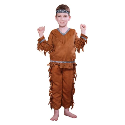 Indische Kostüme, Halloween, Erntedankfest, indische Jungen, Mädchen, Indianer-Kostüm, Cosplay (Braun, Größe 10–12 Jahre) von Nwnip