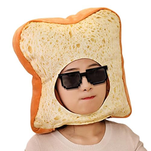 Nybhyjka 35 Cm Großer,Lustiger Plüschhut, Brothut Scheibe Brot Kostüm Maskerade Cosplay Kopfbedeckung Mit Brot Gefüllter Hut, Cosplay-Partys, Fotoautomaten-Requisiten Für Erwachsene Und Kinder von Nybhyjka