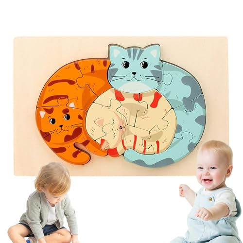 Nybhyjka 3D-Cartoon-Puzzle für Kinder, pädagogisch wertvolles 3D-Cartoon-Puzzle,Holzpuzzles Lernen 3D-Puzzles | Lernspielzeug, Cartoon-Puzzles für Zuhause, Reisen, Förderung von Kreativität und von Nybhyjka