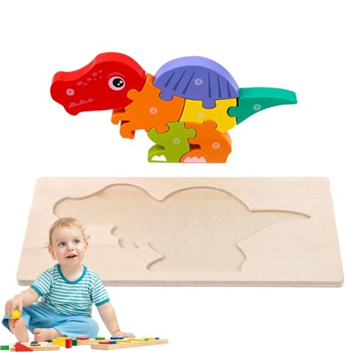 Nybhyjka 3D-Holzpuzzles für Kinder, 3D-Cartoon-Puzzles, Cartoon Dinosaurier Holzpuzzle Lernspielzeug, Frühlernendes Kinder-Puzzlespielzeug für Kinder, und Mädchen ab 3 Jahren von Nybhyjka