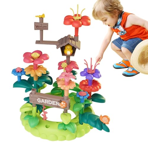 Nybhyjka Baum- und Blumenspielzeug, Blumen-Baukasten,Blumen stapelbare Blöcke Spielzeug - Stapelspiel für Kleinkinder, Spielset, Sortier- und Stapelspielzeug, pädagogisches Kinderspielzeug für und von Nybhyjka