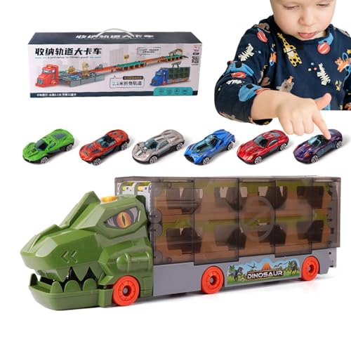 Nybhyjka Dinosaurier-Spielzeugauto, Dinosaurier-LKW-Transporter - Klappbares LKW-Autospielzeug - Transportträger-LKW, Dinosaurier-Spielzeug für Kinder, Dinosaurier-Rennspielzeug für Kleinkinder von Nybhyjka