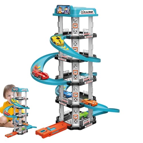 Nybhyjka Garage-Autobahn-Spielset, Auto-Parkhaus-Spielzeug,Autospielzeug, Parkplatz, Garage, Autobahn, Spielset Vorschulauto-Rennstrecken-Spielzeug-Spielset Für Kinder, Und Mädchen von Nybhyjka