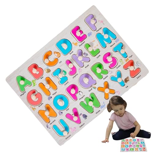 Nybhyjka Holz-Peg-Puzzles - Tierpuzzles Steckbrett,Feinmotorik, frühes Lernen, pädagogisches Aktivitätsspielzeug, Geschenk für Kleinkinder im Vorschulalter von Nybhyjka