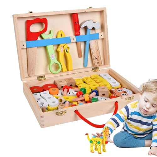 Nybhyjka Kids Reparatur Kit -Werkzeugset, Kinder Holzbearbeitungswerkzeugset - Täuschen Sie Sich vor, Holzbearbeitungswerkzeug Kinderspielzeug,Hölzerne Werkzeugkasten Konstruktion Spielset Safe von Nybhyjka