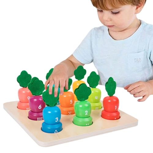 Nybhyjka Kleinkindnummer Lernspielzeug, Kindergartenmathematikspiel,Buntes hölzerne Karottenform Pulling Puzzle - Hand-Eye-Koordinationstraining-Tools, Eltern-Kind-Interaktive für Mädchen von Nybhyjka