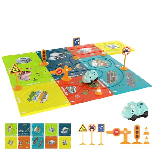 Nybhyjka Magnetische Puzzle-Autobahn, Puzzle-Autobahn-Spielset | Elektrisches Puzzle-Rennstrecken-Set | Straßen-Puzzlebahn für Kindergeburtstags-Andenken-Puzzlebahnen mit Fahrzeugen von Nybhyjka