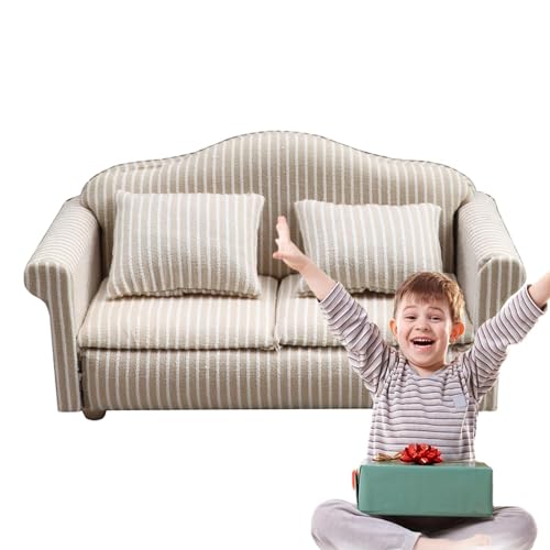 Nybhyjka Miniaturcouch Puppenhaus-Sofa Puppenhaus-Couch Puppencouch Realistische Puppenhaus-Wohnzimmermöbel Sichere Mini-Möbel, Stabiles Kinderspielzeug Für Kinder, Mädchen von Nybhyjka