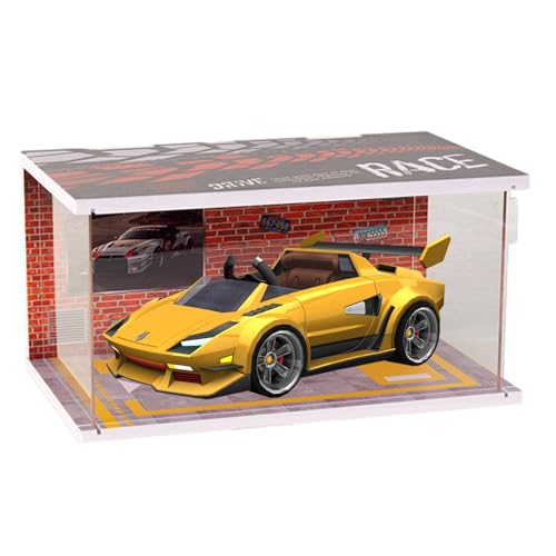 Nybhyjka Modell-Garage-Spielzeug, Modellauto-Garage-Display - 1:32 Desktop-Ornament-Garagenmodell,Präsentationsständer für Automodell-Spielzeug, Parkhaus-Modell mit LED-Licht, von Nybhyjka