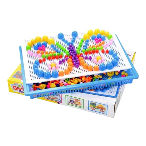 Nybhyjka Mosaik-Stecktafel für Kinder,Pilznägel-Stecktafel | Kreative pädagogische Steckpuzzle-Spielzeuge - Baustein-Spielzeug, Pilznägel Formen Puzzle-Spielzeug für Feinmotorik von Nybhyjka