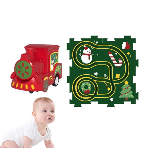 Nybhyjka Puzzles und Gleis-Kombination, Puzzlematte „Rail Train“ zusammenbauen,Elektrisches Gleis-Spielset, Puzzle-Gleiswagen-Set | Straßenbauer, pädagogisches Eisenbahnwagenmatten-Bauspielzeug für von Nybhyjka