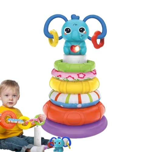 Nybhyjka Stapelspielzeug, Ringstapler | Regenbogen-Ring-Stapler - -Stapelring-Stapler, frühes Lernspielzeug für Babys und Kinder mit Ton und Licht von Nybhyjka