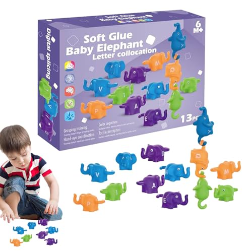 Nybhyjka Tier-Match-Alphabet-Spiel, Alphabet-Elefant-Spielzeug,Elefanten-Zahlen-Matching-Spielzeug - Sicheres und geruchloses Sortierspielzeug für draußen, Zuhause, Schule, Reisen von Nybhyjka