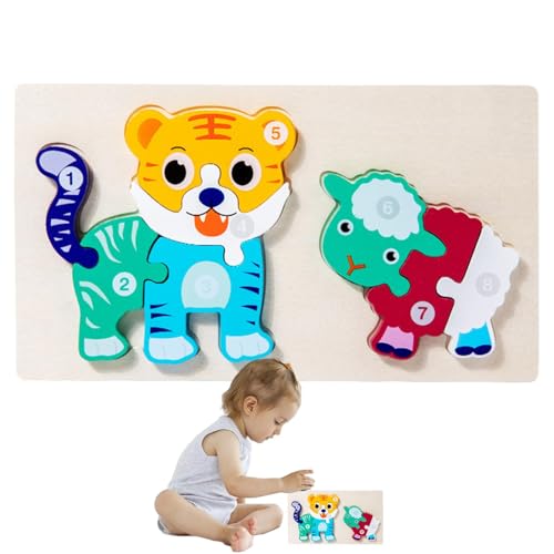 Nybhyjka Tierische Holzpuzzles für Kinder,Kleinkind-Holzpuzzles - Puzzles Passendes Spiel Tierpuzzles,Feinmotorik-Spielzeug, Puzzle-Blöcke, Denksport-Lernspielzeug, Kleinkind-Rätsel von Nybhyjka