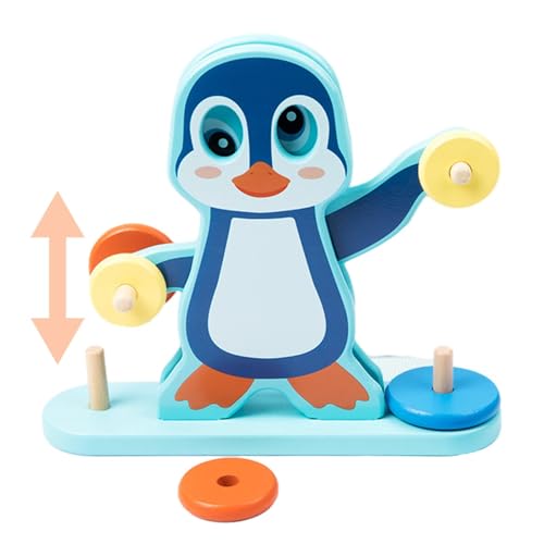 Nybhyjka Waage für Kinder,Mathe-Waage für Kinder,Niedlicher Holz-Balance-Spielzeug-Pinguin - Mathe-Balance-Spiel, Stammzähl- und Sortierspiel, Lernspielzeug zum Zählen von und Mädchen ab 3 Jahren von Nybhyjka