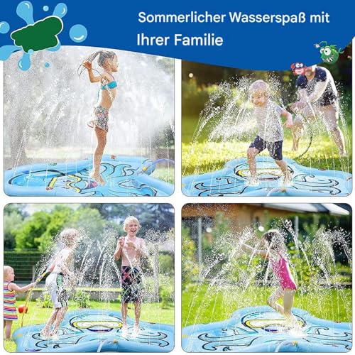 Nybhyjka Wasserspielzeug im Freien, Kinder Sprinklerpolster,Großes Slip-Sprinkler-Pad | Verdickter Brunnen Spielen Mat, Kinder Unterhaltungsspielzeug für Terrasse, Hinterhof, Deck, Rasen von Nybhyjka