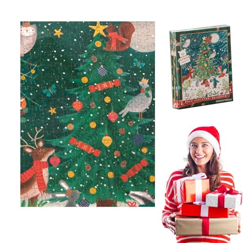 Nybhyjka Weihnachtspuzzle für Erwachsene,Weihnachtsbaumpuzzle | Weihnachtsbaum-Puzzlebrett aus - 1000X tragbares Puzzle-Set, Urlaubs-Puzzle-Set für Feinmotorik von Nybhyjka