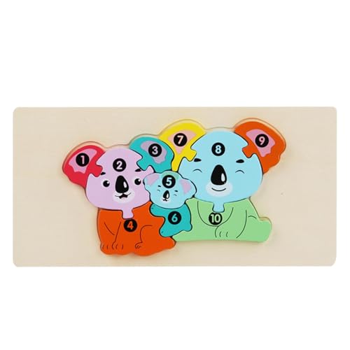 Nybhyjka Zahlenpuzzle, Tierblockpuzzle | Puzzle mit Mehreren Holztieren - Bunte niedliche pädagogische Puzzle-Tiere für Kinder, Mädchen-Geburtstag von Nybhyjka