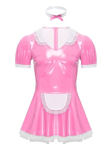 Nyeemya Herren Zimmermädchen Kostüm Sissy Maid Kostüm Hausmädchen Lolita Männer Sissy Cosplay Verkleidung Faschingskostüm Rosa XL von Nyeemya