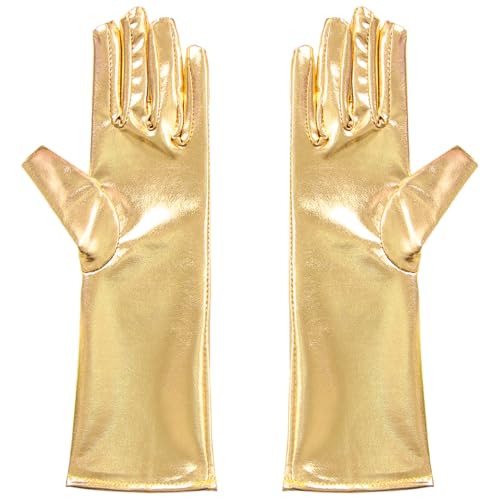 Nyeemya Kinder Bühnenhandschuhe Pailletten Tanzhandschuhe Partyhandschuhe Mädchen Handschuh Halloween Gold 3-10 Jahre von Nyeemya