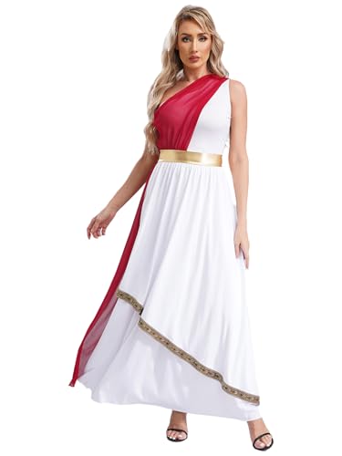 Nyeemya Römische Göttin Antike Karneval Kostüm Damen Griechisches Toga Kostüm Toga Kleid Ärmellos Antike Römische Kriegerin Outfit Burgundy XL Nyeemya Römische Göttin Antike Karneval Kostüm Damen Griechisches Toga Kostüm Toga Kleid Ärmellos Antike Römische Kriegerin Outfit Burgundy XL von Nyeemya