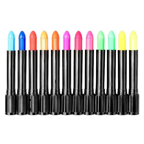 1 Satz mit 12 leuchtenden Neon-Make-up-Stiften, UV-Neon-Make-up-Set, waschbare Make-up-Stifte, Gesichts-Make-up, Körperbemalung, geeignet für Halloween, UV-Glow-Party (12 Farben) von NyxSeat