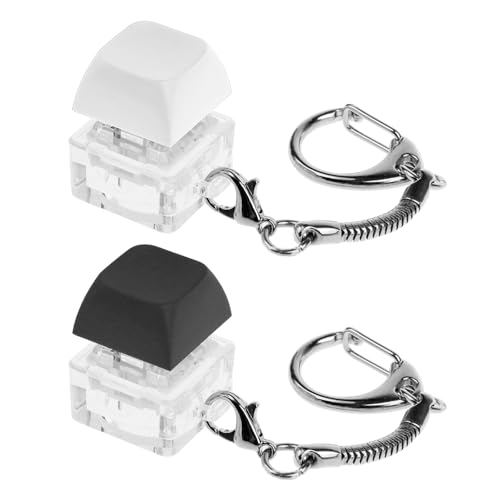 2 Stück Tastatur-Schlüsselanhänger, Spielzeug-Tastatur, Abnehmbarer Tastatur-Schlüsselanhänger, Relief-Spielzeug-Schlüsselanhänger (weiß + schwarz) von NyxSeat