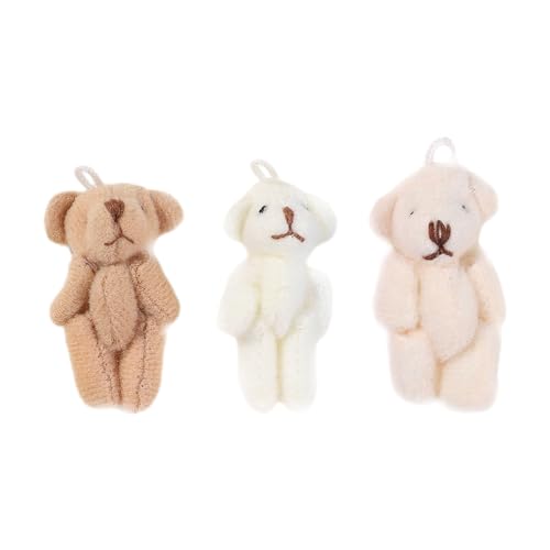 3 Stück Bärenanhänger, 4 cm große Plüsch-Teddybären, Minibären, Plüschtieranhänger, Bärenpuppen, Bärendekorationen von NyxSeat