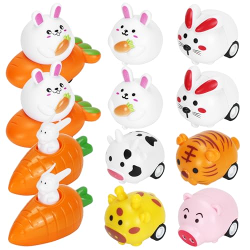 12 Stück Aufziehbare Hasen mit Karotte Set, Osterhasen als Mitbringsel, Kinder Ostergeschenk Aufziehspielzeug, Spielzeugauto Aufzugsauto Fahrende Hasen, Party Mitgebsel ideal für Jungen Mädchen von O-Kinee