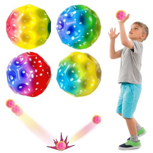 4 Stück Mehrfarbig Jump Ball, Moon Ball, Space Ball Moonball, Hohe Sprünge Gummiball, Super High Galaxy Bounce Ball, Mini Bouncing Ball Toy, Space Theme Bouncy Balls Set für Kinder Im Freien 1 von O-Kinee