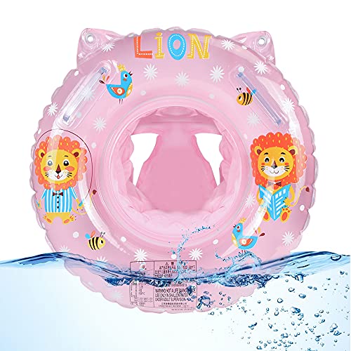 Baby Schwimmring, Rosa Löwe Schwimmring Baby Schwimmhilfe mit Schwimmsitz PVC für Kleinkind Schwimmhilfe Spielzeug 6 Monate bis 36 Monate (Rosa Löwe) von O-Kinee