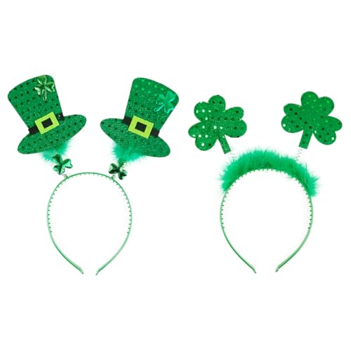 O-Kinee St. Patricks Day Haarreif 2 Stück,Accessoires Kleeblatt Deko St. Patricks Day,Kopfbedeckung für Party Karneval Mottoparty Dekoration von O-Kinee